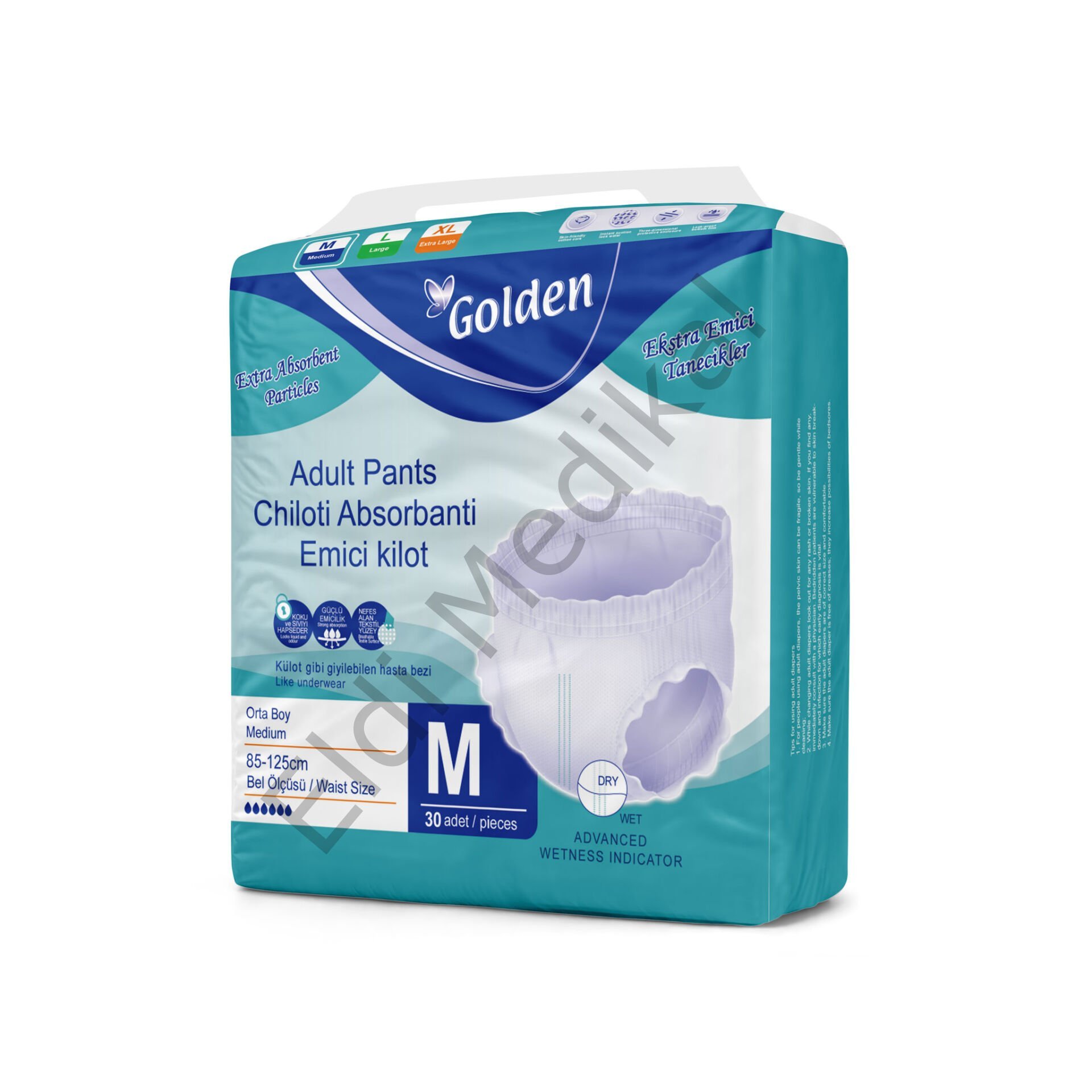 Golden Emici Külot Hasta Bezi - Giyilebilir İç Çamaşırı Tipi Yetişkin Bezi - Sızdırmaz, Hışırtı Yapmaz ve Kamufle Tasarım (30 Adet)