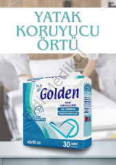 Golden Yatak Koruyucu Örtü 60x90 cm (30 Adet) - Sıvı Geçirmez Hasta Altı Sergi Bezi - Kaymaz Doku, Yırtılmaz ve Ekstra Emici Yüzey