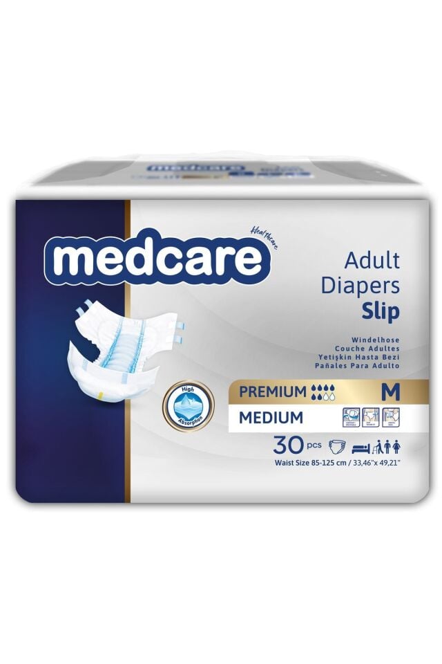 Medcare Yetişkin Bel Bantlı Hasta Bezi Medium Premium (Orta Boy) 30 Adet