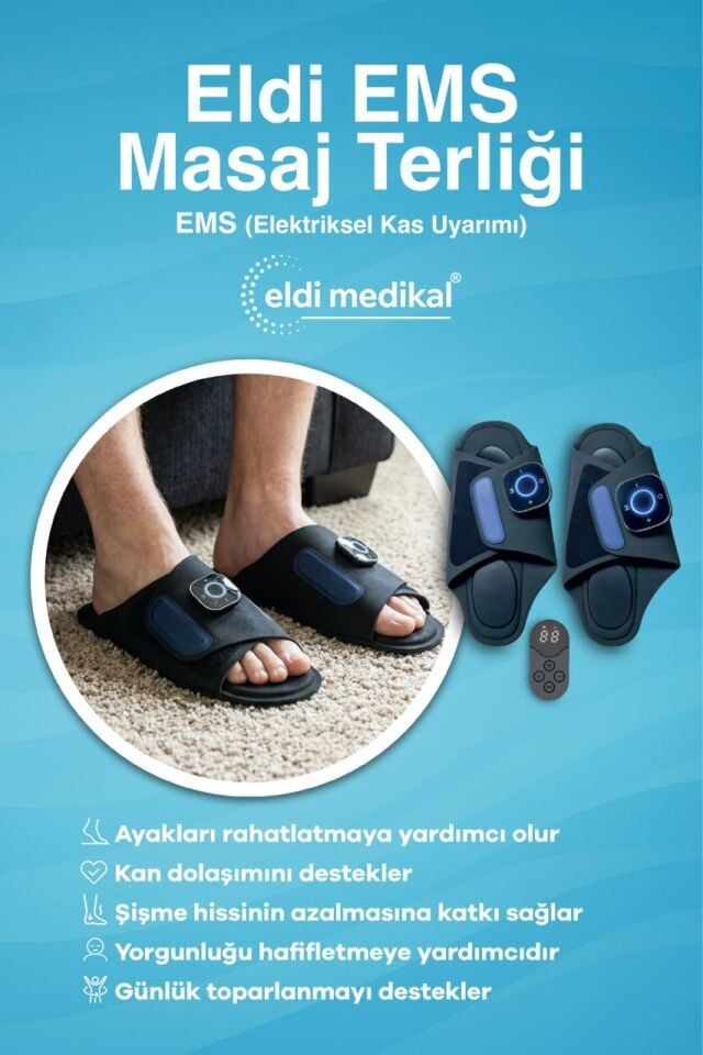 Eldi EMS Ayak Masaj Terliği - 7 Mod 15 Kademe - Yorgunluk Giderici Masaj Aleti