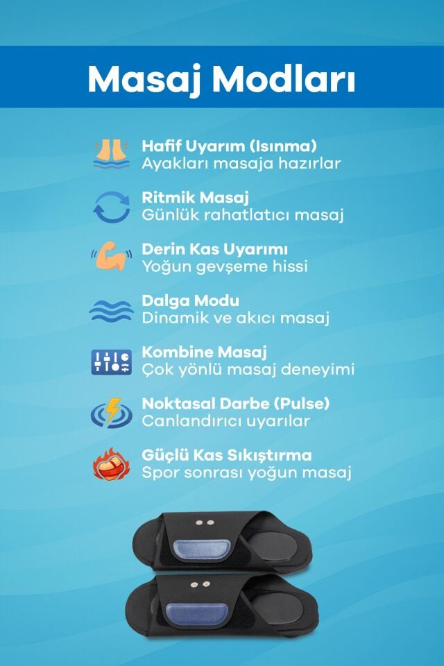 Eldi EMS Ayak Masaj Terliği - 7 Mod 15 Kademe - Yorgunluk Giderici Masaj Aleti