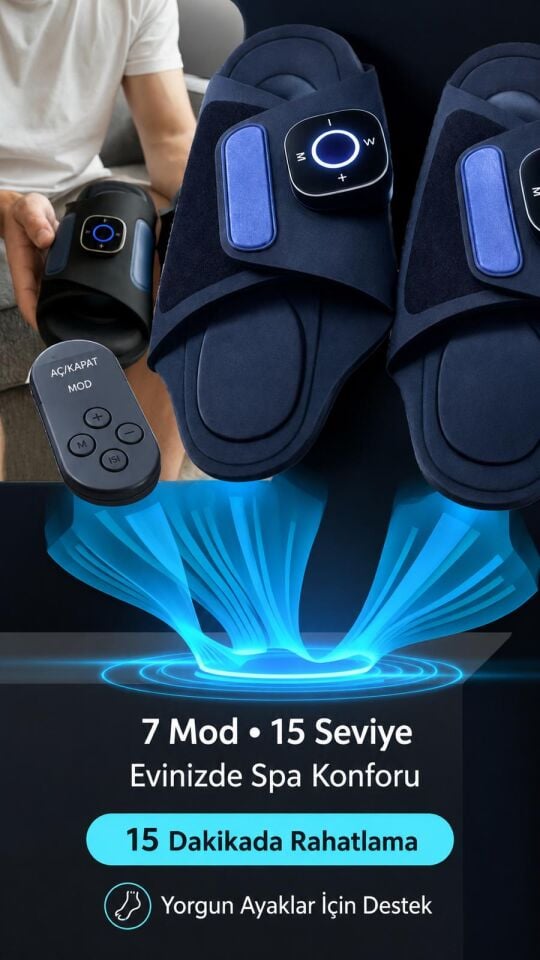Eldi EMS Ayak Masaj Terliği - 7 Mod 15 Kademe - Yorgunluk Giderici Masaj Aleti