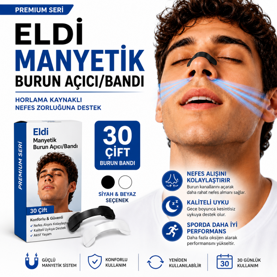 Eldi Manyetik Burun Açıcı Bandı - 30 Çift Siyah Başlama Seti