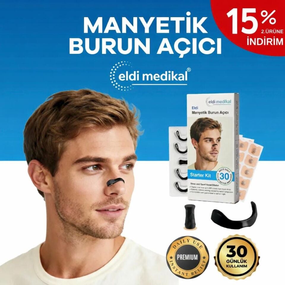 Eldi Manyetik Burun Açıcı Bandı - 30 Çift Siyah Başlama Seti