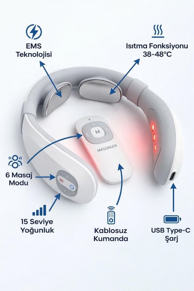 Eldi Akıllı Boyun Masaj Aleti - 6 Modlu Isıtmalı Wellness Teknolojisi