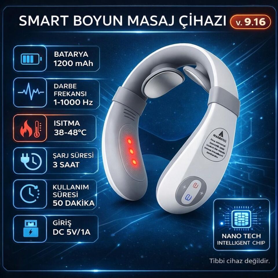 Eldi Akıllı Boyun Masaj Aleti - 6 Modlu Isıtmalı Wellness Teknolojisi