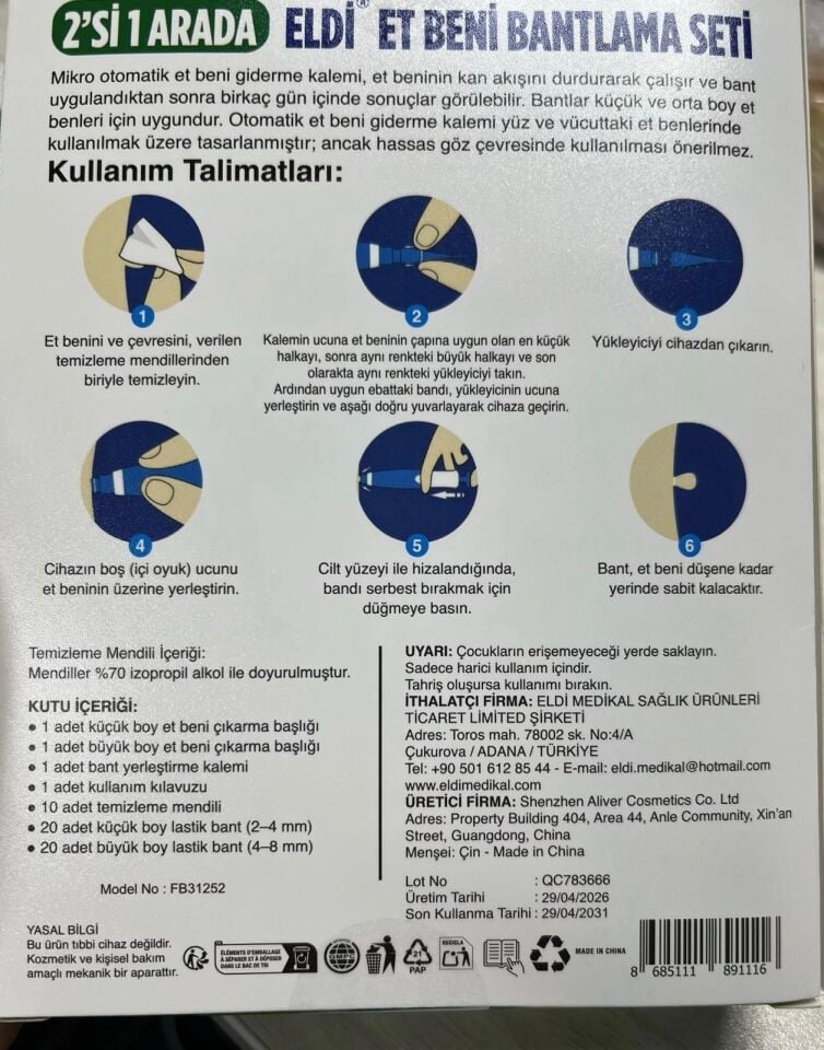 ELDİ Et Beni Bantlama Seti I Skin Tag Remover Bandı