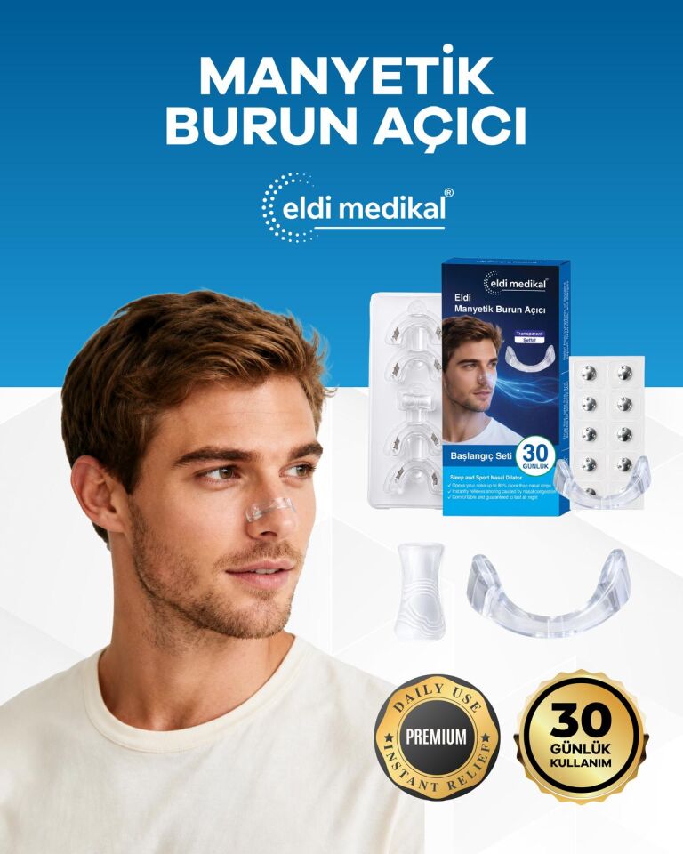 Eldi Manyetik Burun Açıcı Şeffaf Başlangıç Seti (30 Çift Yapışkan Bant)