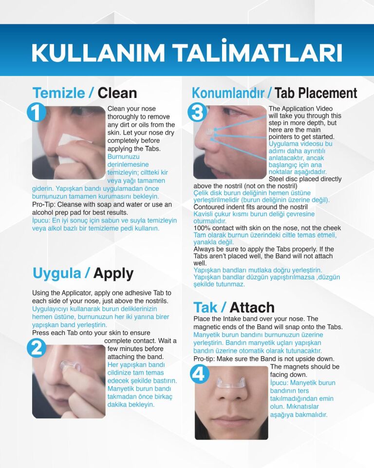 Eldi Manyetik Burun Açıcı Şeffaf Başlangıç Seti (30 Çift Yapışkan Bant)