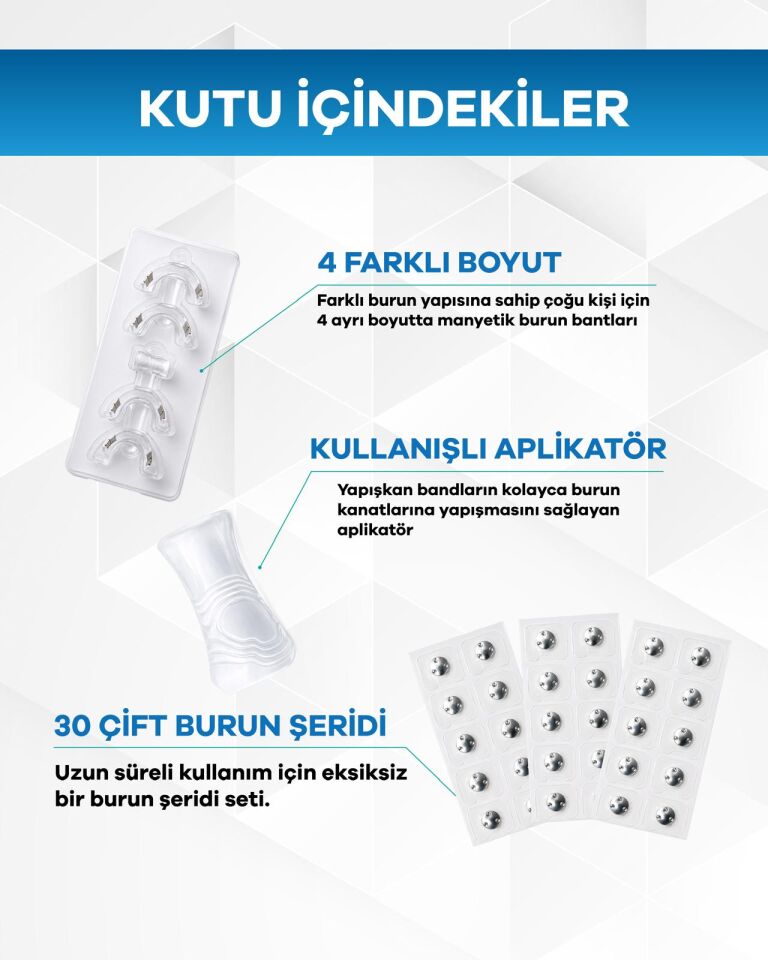 Eldi Manyetik Burun Açıcı Şeffaf Başlangıç Seti (30 Çift Yapışkan Bant)