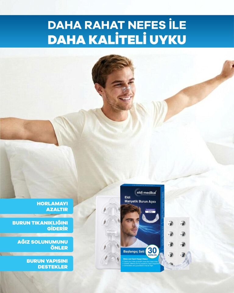 Eldi Manyetik Burun Açıcı Şeffaf Başlangıç Seti (30 Çift Yapışkan Bant)