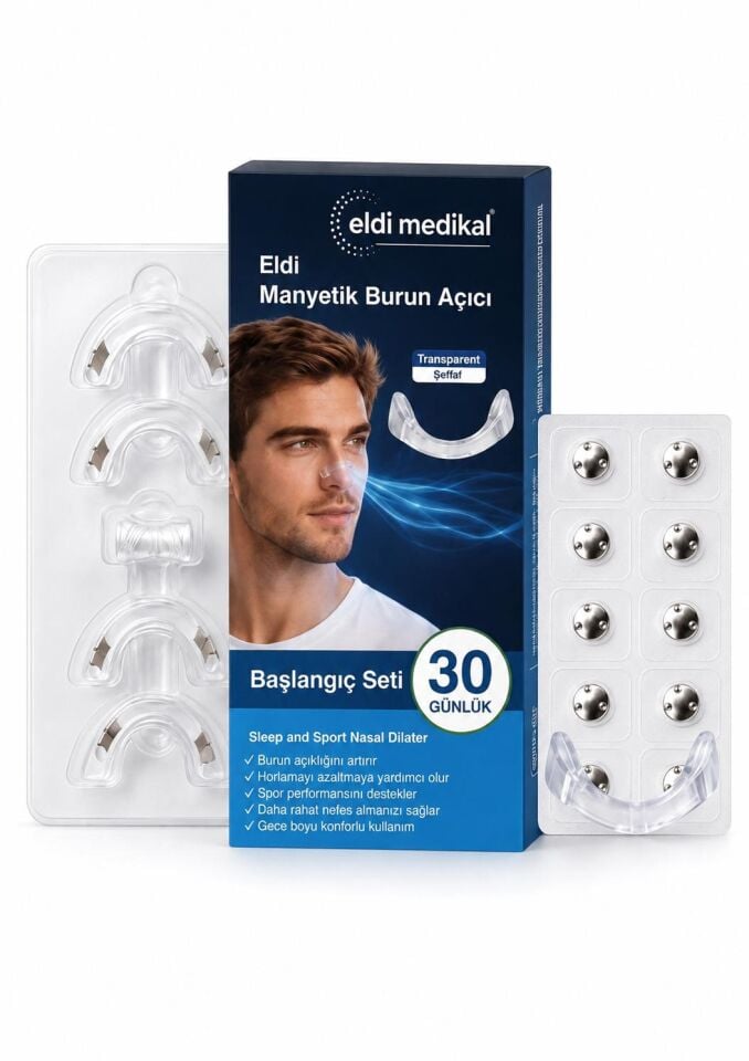 Eldi Manyetik Burun Açıcı Şeffaf Başlangıç Seti (30 Çift Yapışkan Bant)